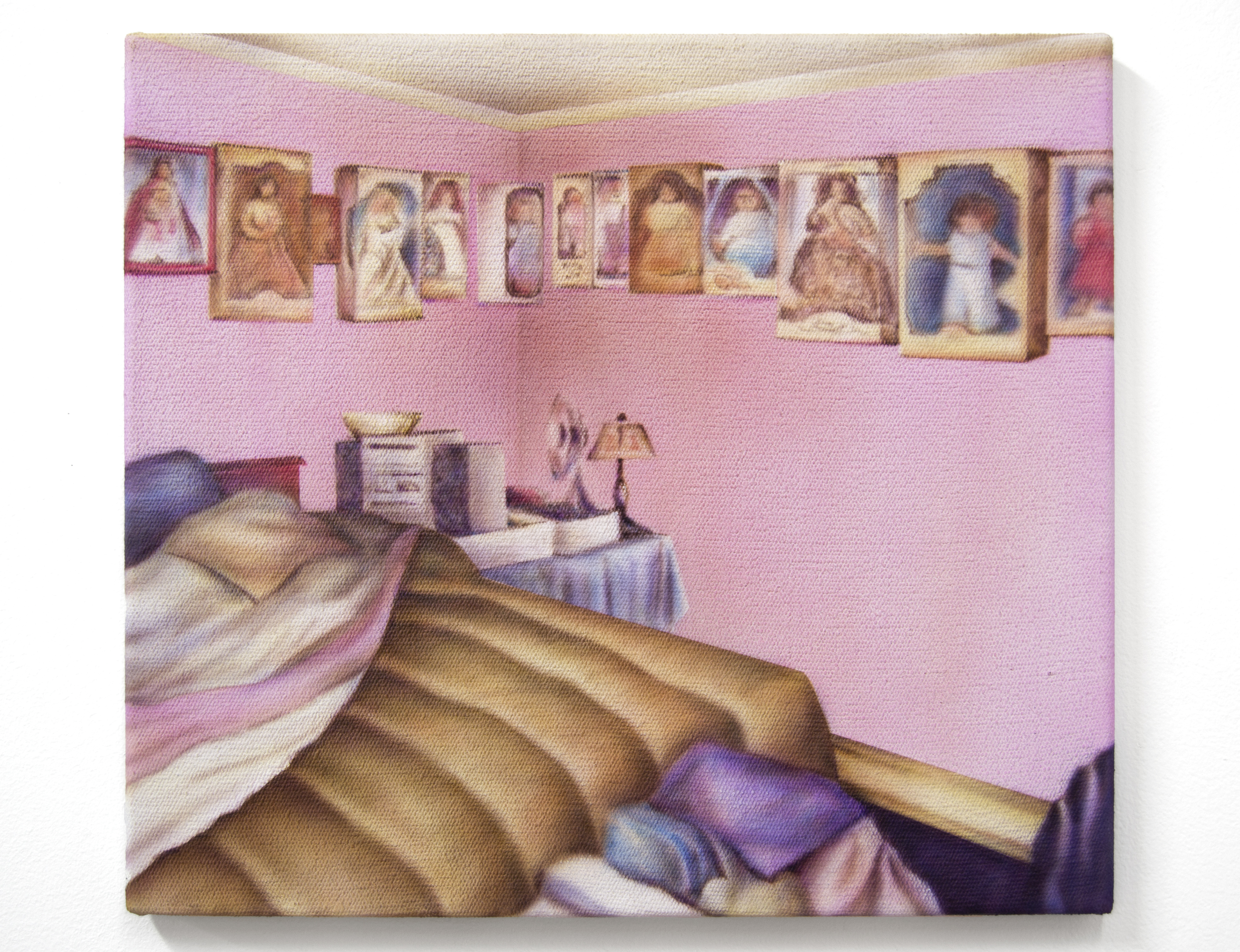 Dormitorio de infancia #12. Acrílico sobre lienzo, 42 x 46 cm, 2024