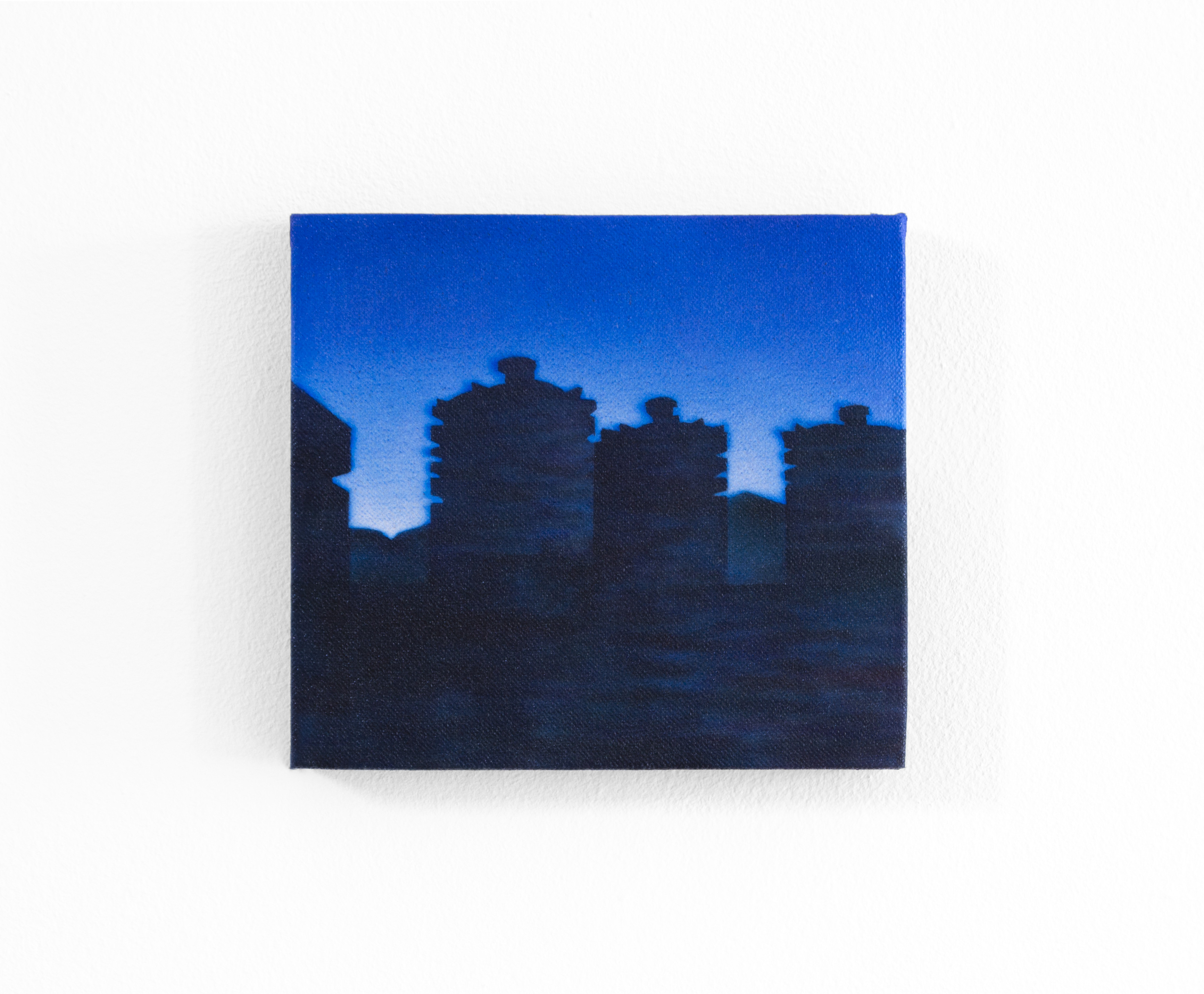 Las tres torres. Acrílico sobre tabla entelada, 16 x 18 cm, 2023